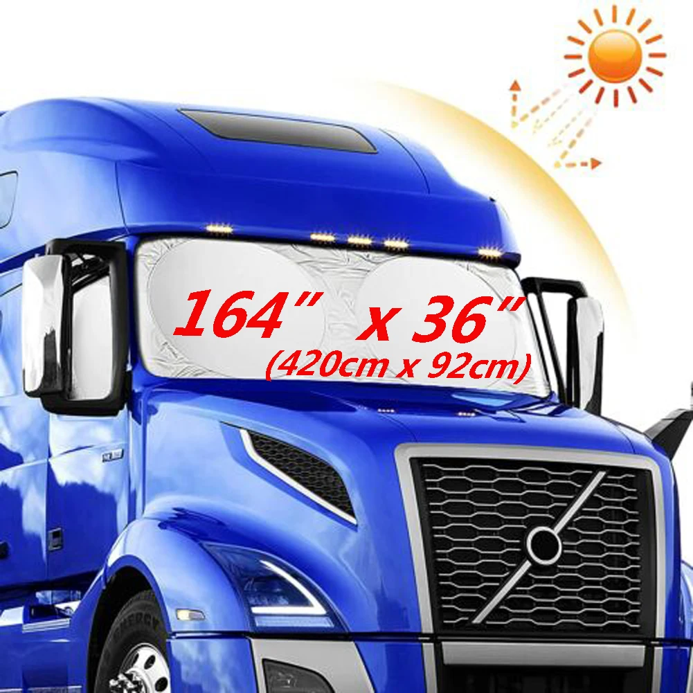 1Pc For Freightliner Volvo Semi Truck RV Motorhome Sun Shade Front Window Windshield Windscreen Sunshade Block Cover Accessories