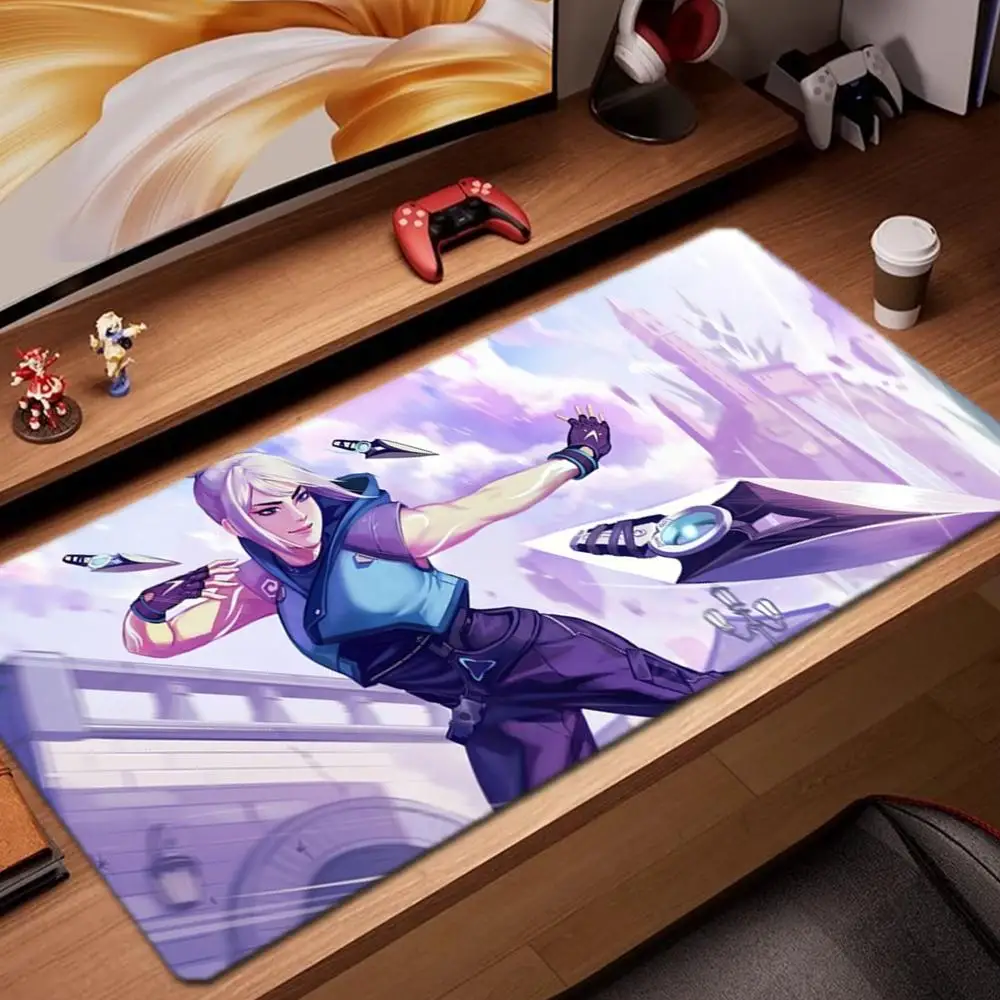 

jett valorant wallpaper Mouse Pad Game Accessories keyboard pad XXL large locking edge 900X400 mm table mat Gaming mousepad