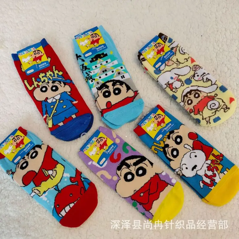 2024 Kawaii Cute Crayon Shin-Chan Socks Boat Socks Cotton Anime Cartoon Leisure Versatile Birthday Gifts Girlfriend Gifts Girls