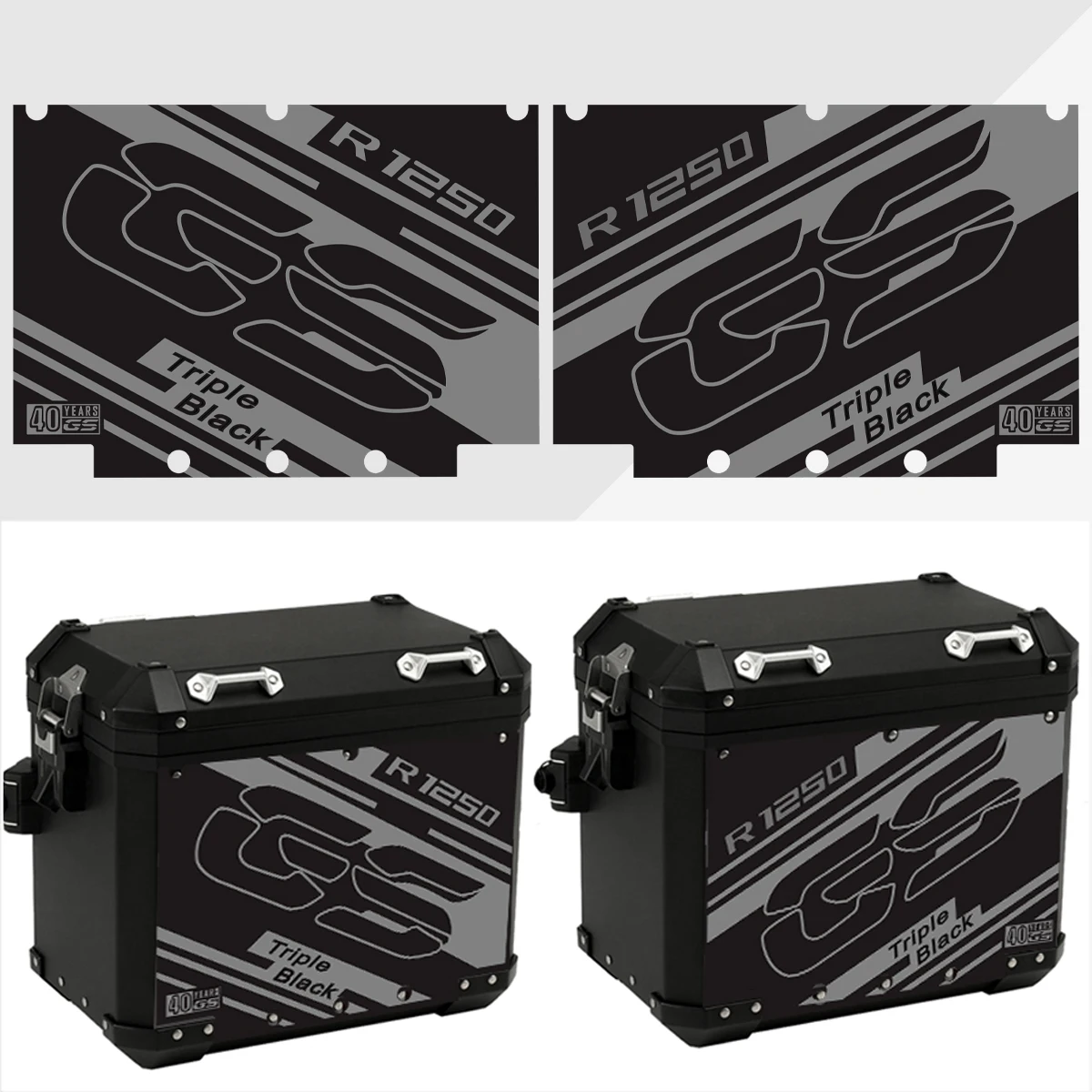 Pegatina Triple negra para motocicleta BMW Motorrad Panniers R1200GS R1250GS R1200 R1250 GS Adventure ADV 2004-2023