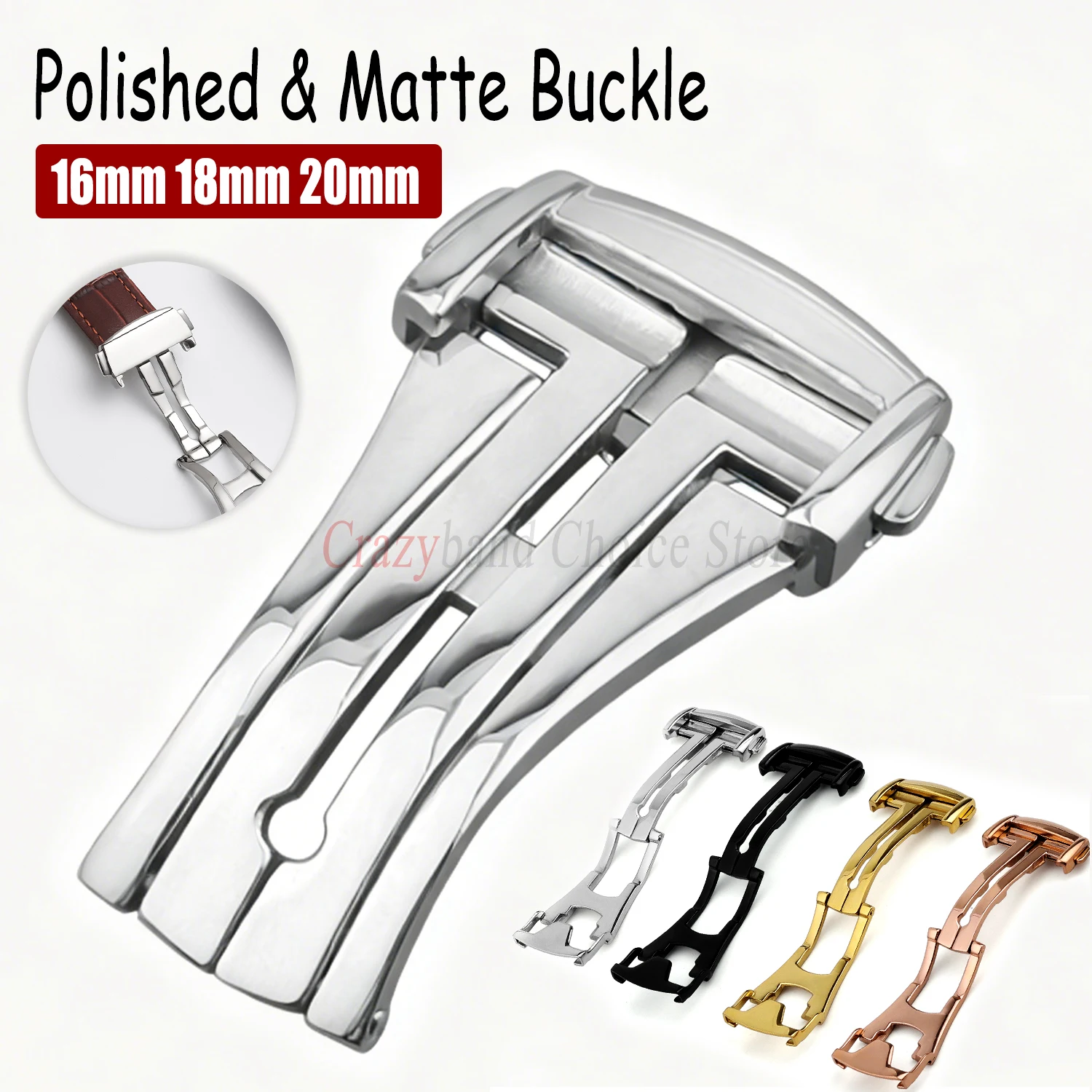 Metal Folding Buckles Universal for Omega 16mm18mm20mm Stainless Steel Buckle Leather Rubber Watch Band Clasp Deployment Clasps