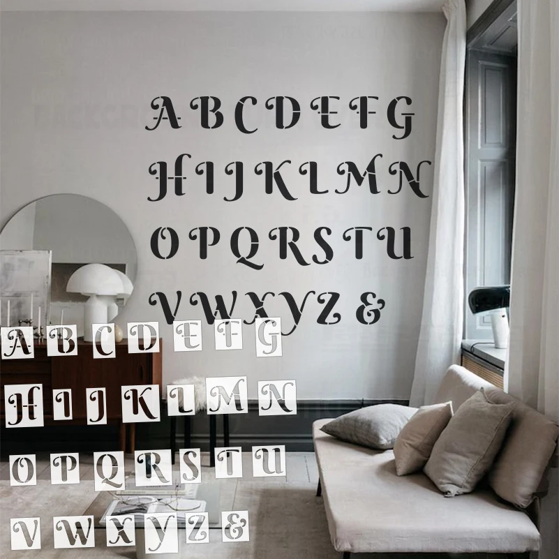 20cm - 40cm Unique font Stencil For Wall Letter Name Sign Number Alphabet Saying Abc  (PRICE IS FOR ONLY ONE LETTER) S912