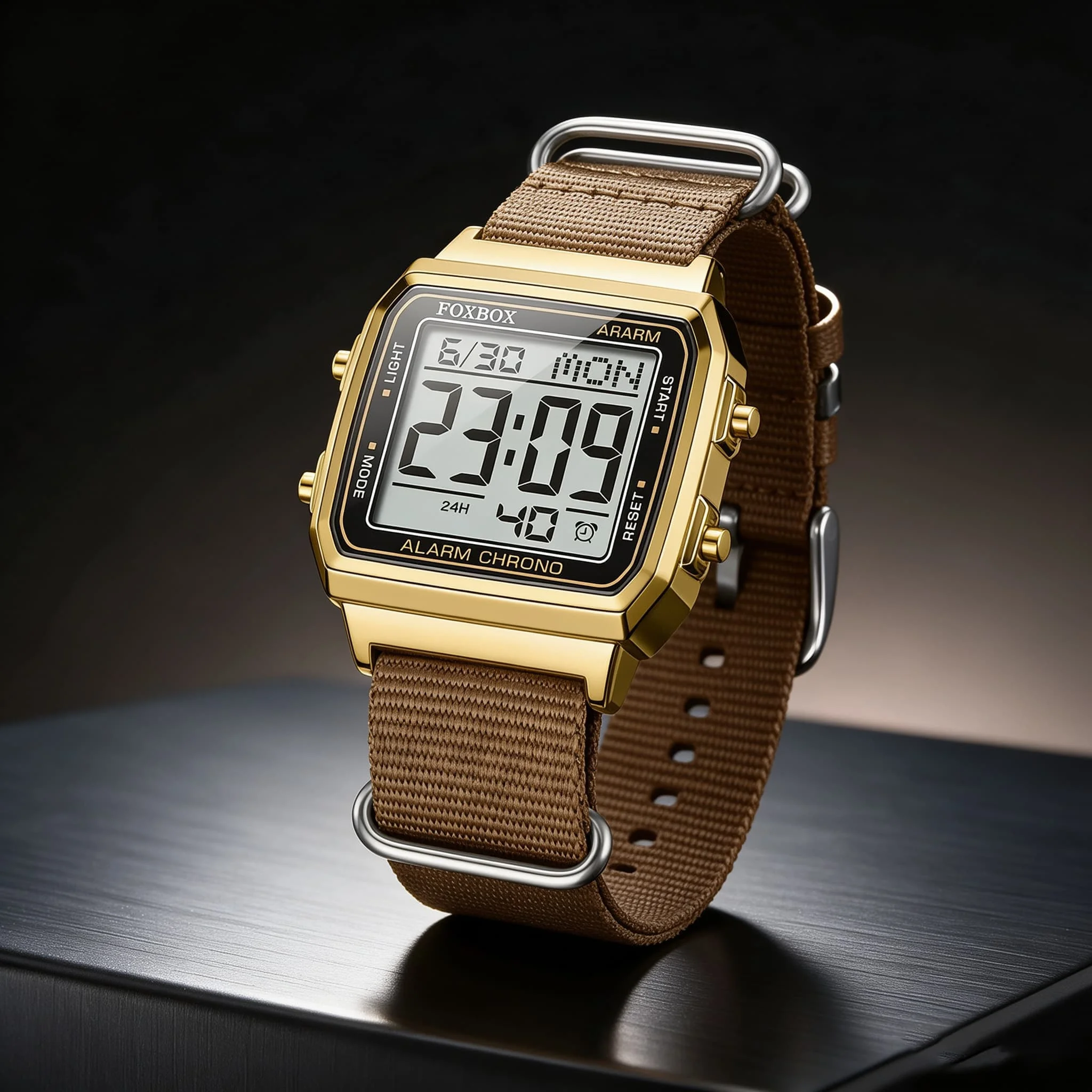 FOXBOX Casual Watch For Women Men Unisex Business Chrono Multi-Functional Countdown Digital Sports Watch Electronic Clock