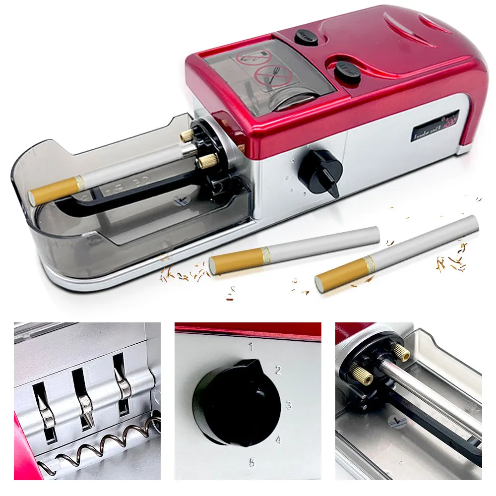 5.5/6.5/8mm Electric Automatic Cigarette Rolling Machine DIY Three Uses Adjustable Speed Tobacco Grind Roller Filling Machine