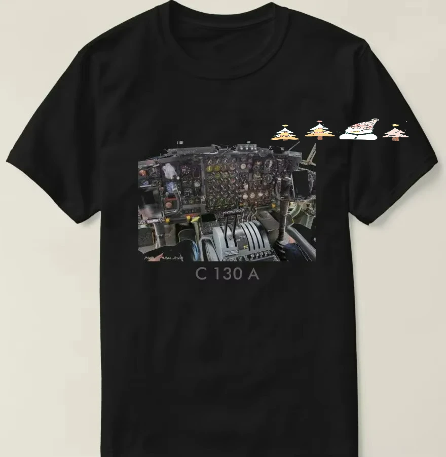 Unique C-130A Spectre Gunship Cockpit Printed T Shirt New 100% Cotton Short Sleeve O-Neck T-shirt Casual Mens Tee
