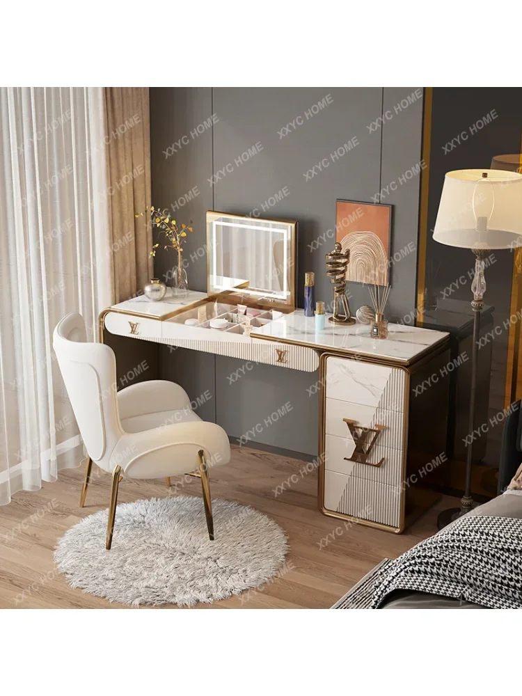 Flip Dressing Table Storage Cabinet Integrated Light Luxury Solid Wood Luxury Dresser Modern Bedroom Makeup Table Dressing Table