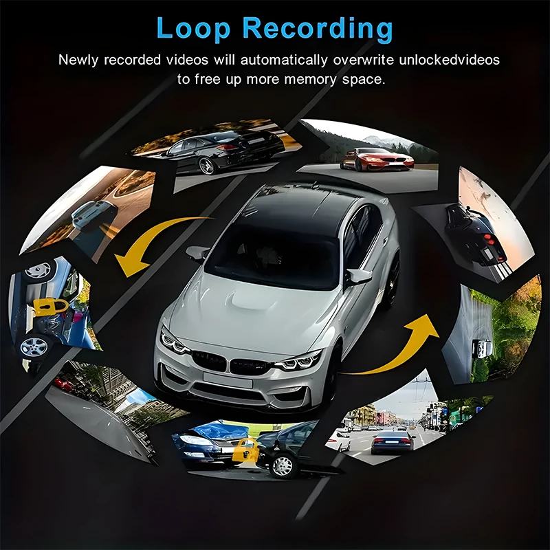 Front and Built-in Car DVR Camera with 1080P Front and 720P Rear Recording,140° Wide-Angle Lens,Night Vision,HD Dashboard Camera