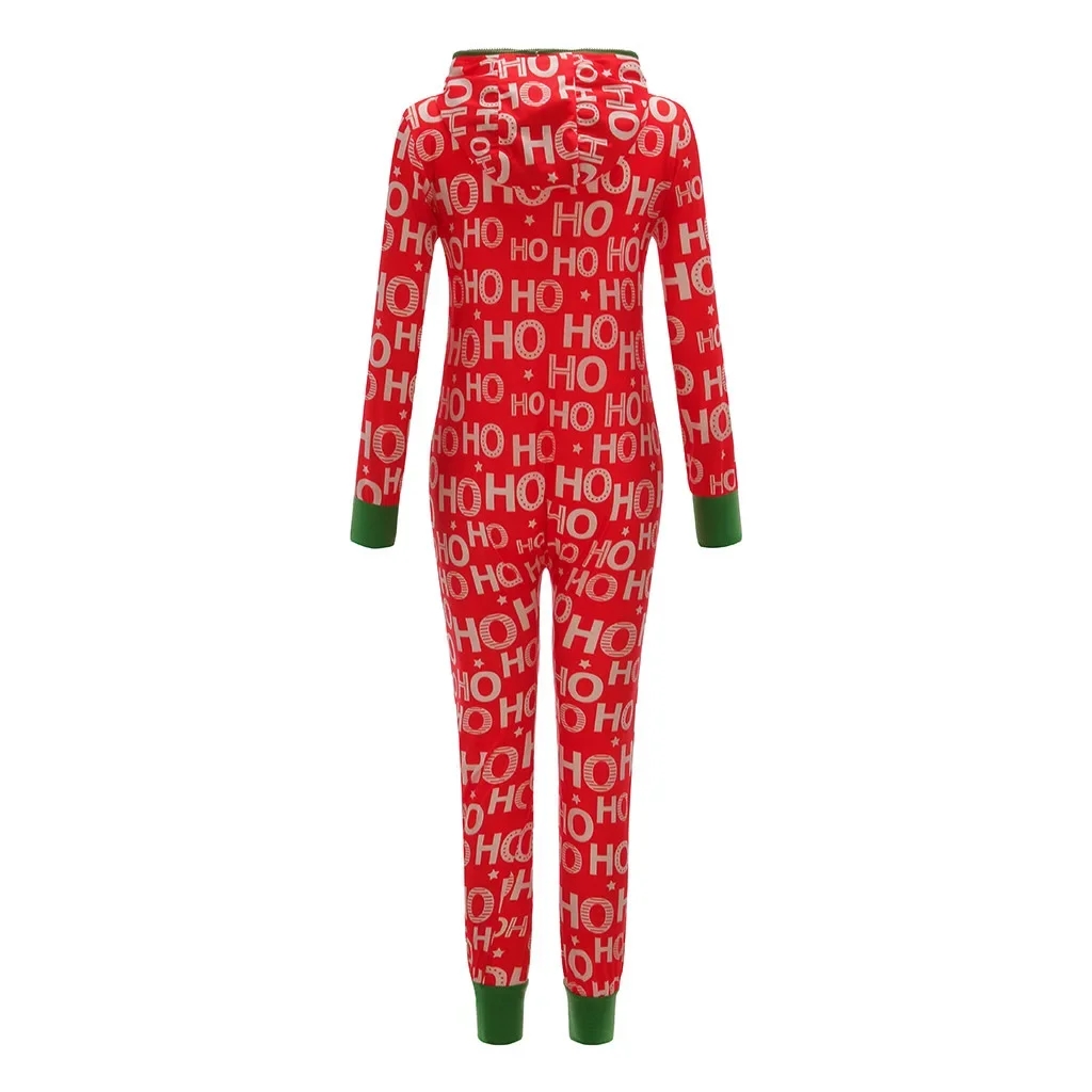 Women Onesie Christmas Pajama Jumpsuit Couple Homewear Zipper Sleepwear Girls Festival Party Suit With Hooded Long Sleeve