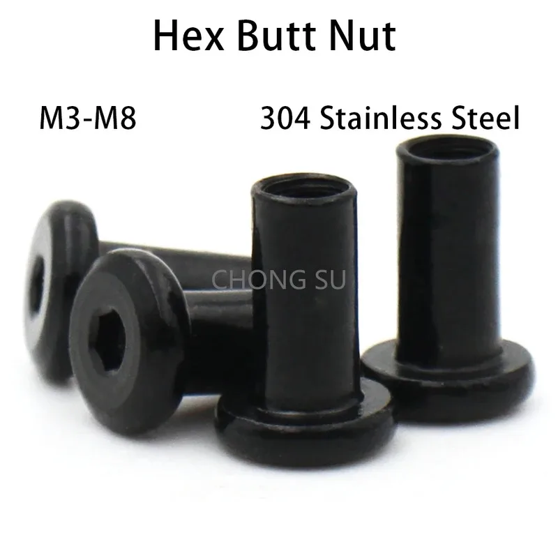 

(12/6) M3 M4 M5 M6 M8 Black 304 Stainless Steel Flat Head Countersunk Hex Socket Furniture Joint Butt Nut Board Connection Bolt