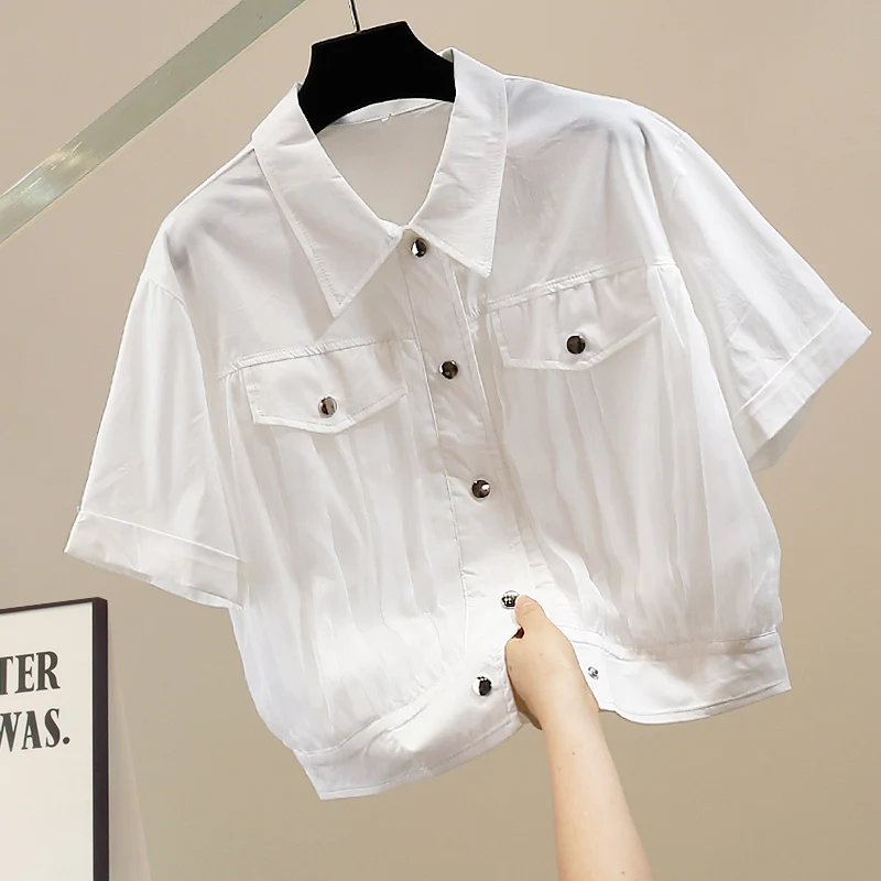 

Женский укороченный кардиган Slim Fit с коротким рукавом, однотонный, повседневный, в корейском стиле, с завышенной талией, стройнящий, летний, модный