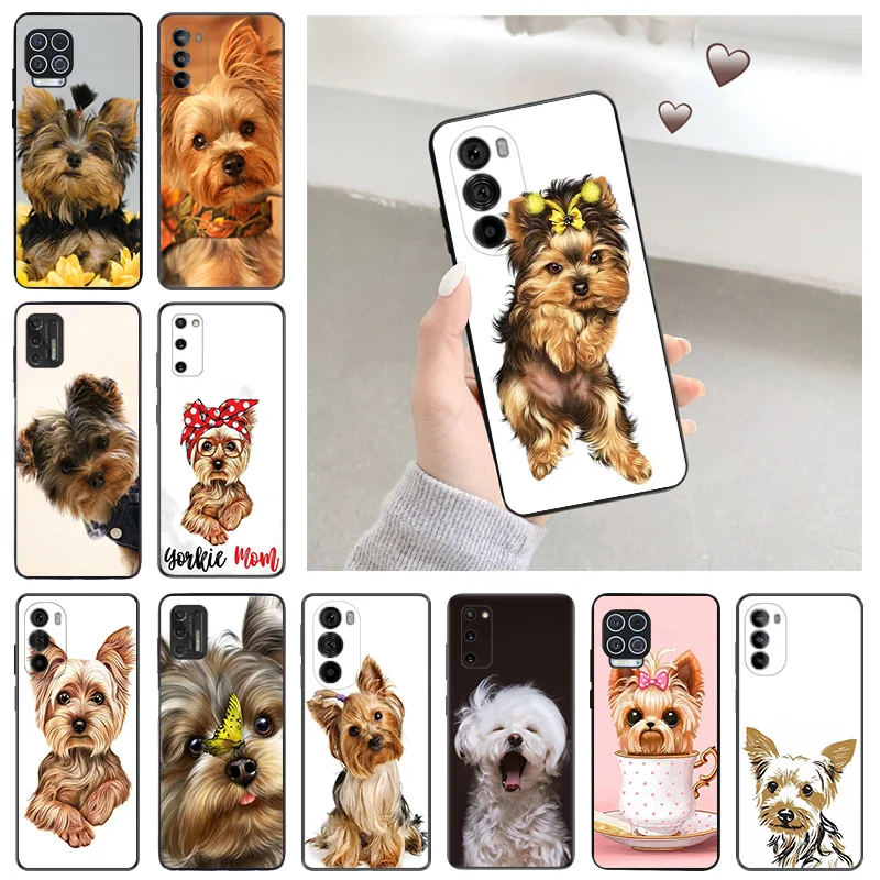 Silicone Soft Phone Case for Motorola G51 G9 G73 G30 G31 G50 G51 G60 G71 5G G22 G32 G52 G72 Yorkshire Terrier Dog Puppy Cover