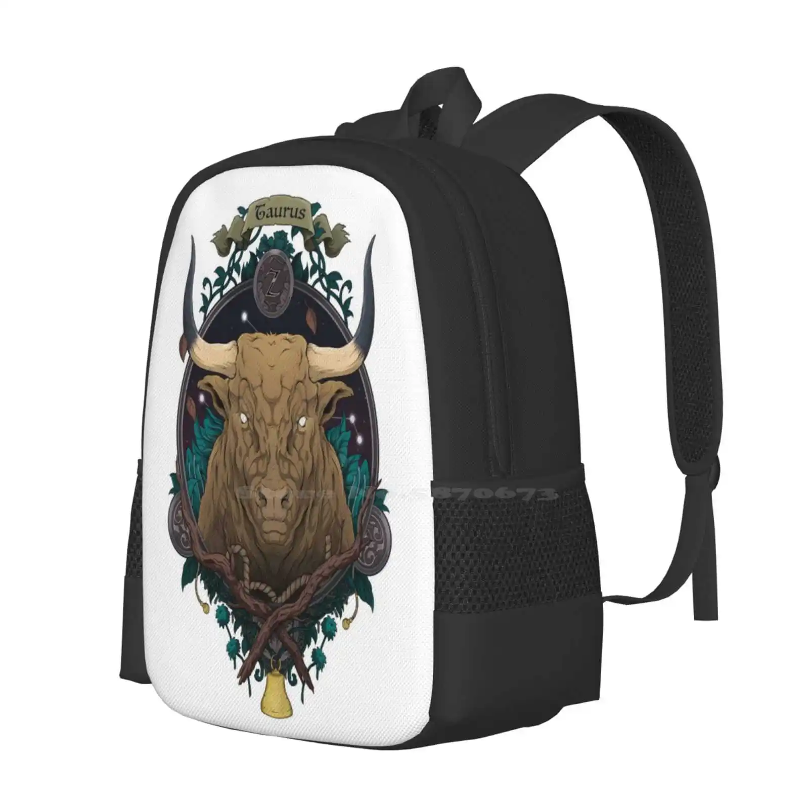 Taurus Bag Backpack For Men Women Girls Teenage Taurus Constellation Zodiac Starsign Sin Nature Animal Flower