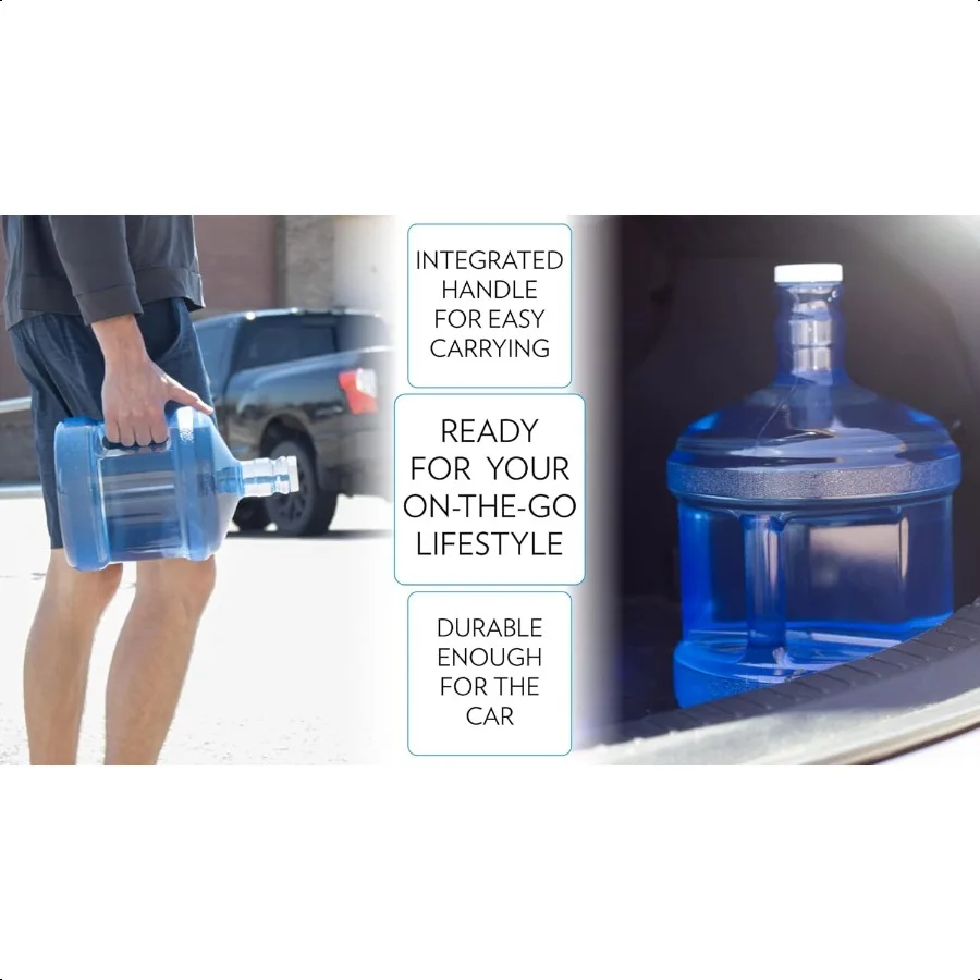 Polycarbonate Water Bottle 2Gallon Screw Top Cap with Integrated Handle for Easy Carrying Built for Durability Blue