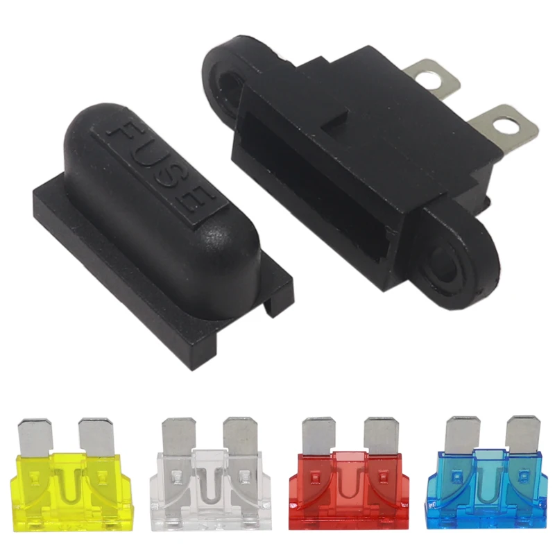 【5Set】Waterproof Auto Standard Middle Fuse Holder + Car Boat Truck ATC ATO Blade Fuse 3A 5A 10A 15A 20A 25A 30A 35A 40A