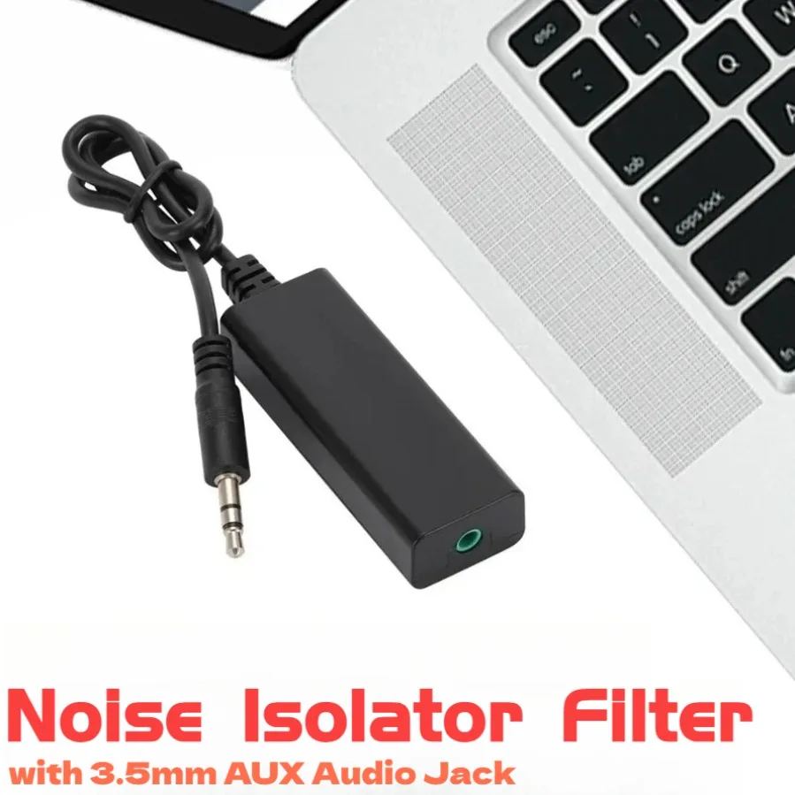 Noise Isolator Filter with 3.5mm AUX Audio Cable Eliminates Ground Loop for Car Stereo/Home Audio System Humming Hissing Buzzing