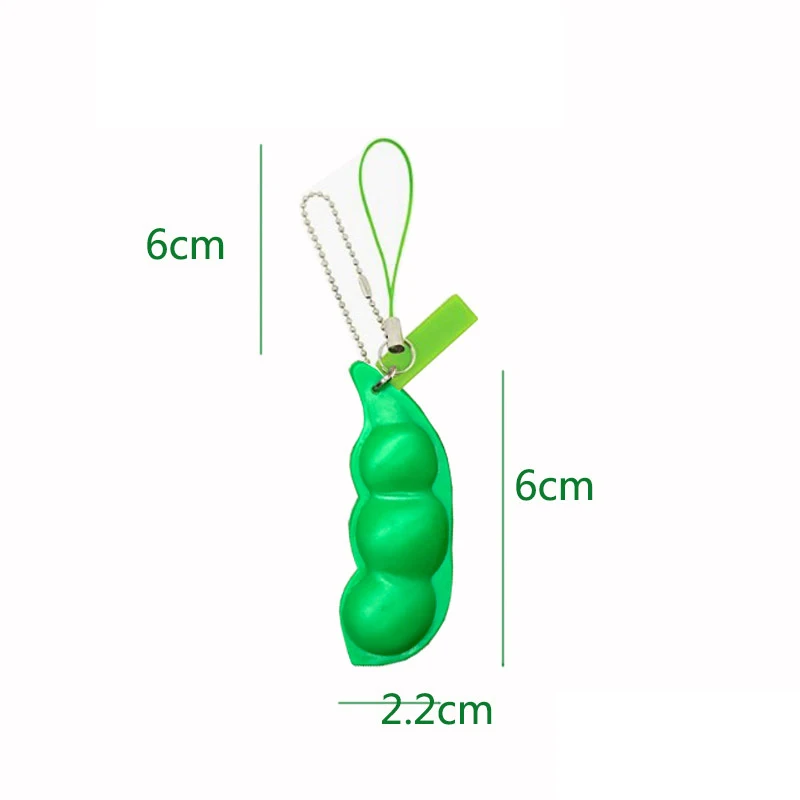 만화 귀여운 스퀴즈 완두콩 핀치 장난감 펜던트, 재미있는 통풍 완두콩 장식 체인, 어린이 창의적인 스퀴즈 완두콩, 작은 장난감 선물, 5 개