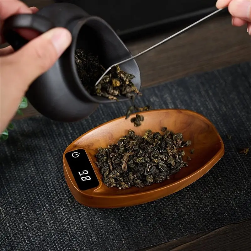 AB66-Electronic Tea Scale 0.1G/200G Touch Screen Coffee Scale USB Rechargeable Life Digital Kitchen Scale Timer