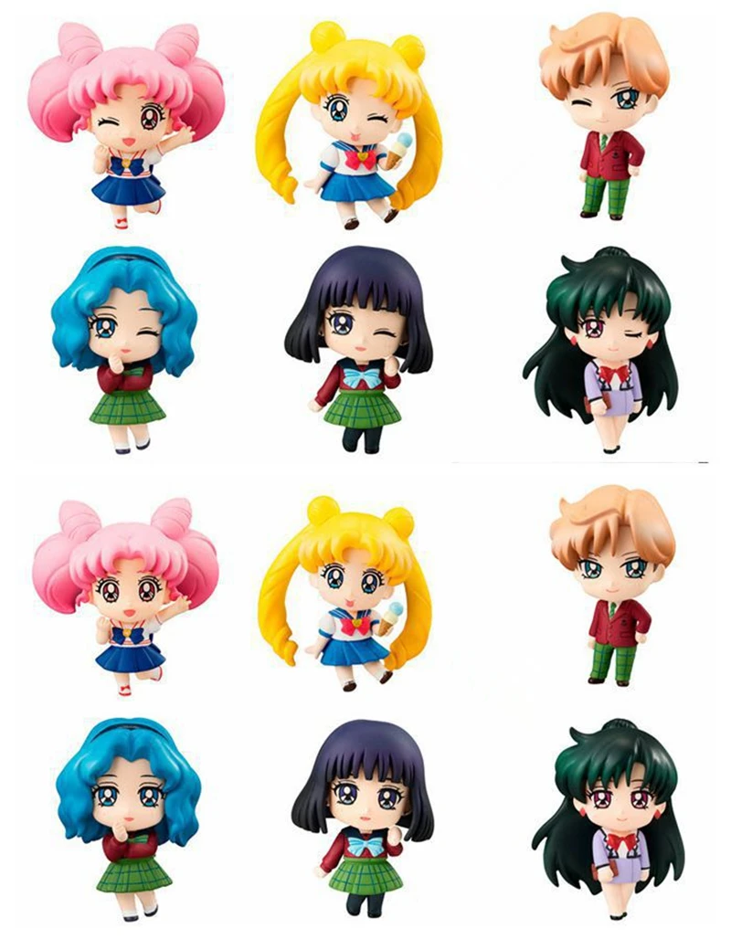 Anime Sailor Moon 20th Anniversary Ver. Tsukino Usagi Sailor Mars Mercury Venus Jupiter PVC Figures Collectible Model Toys Doll