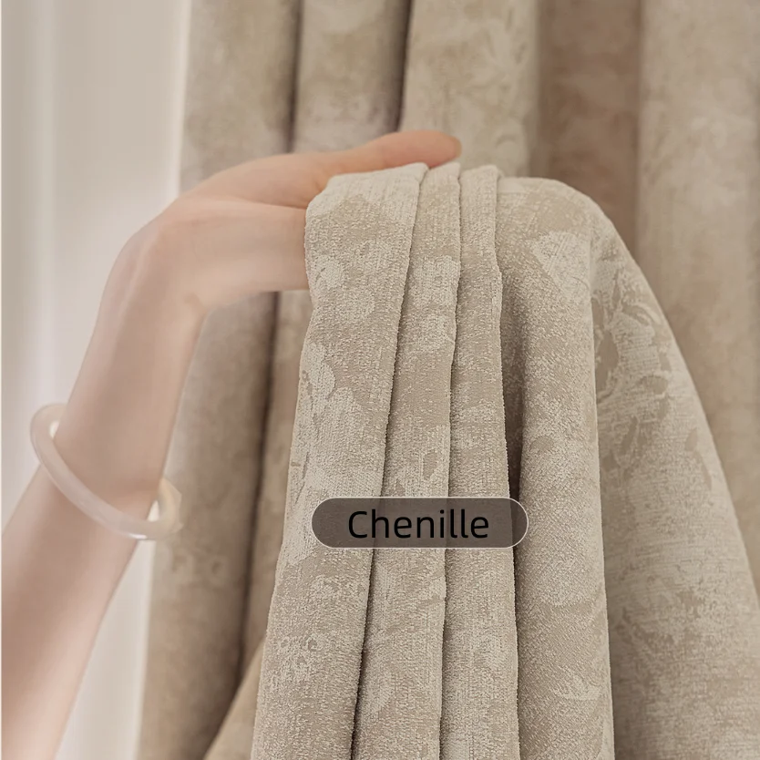 French-style Chenille Blackout Curtains Luxury Vintage Curtains for Living Room and Bedroom Customize Size Accept