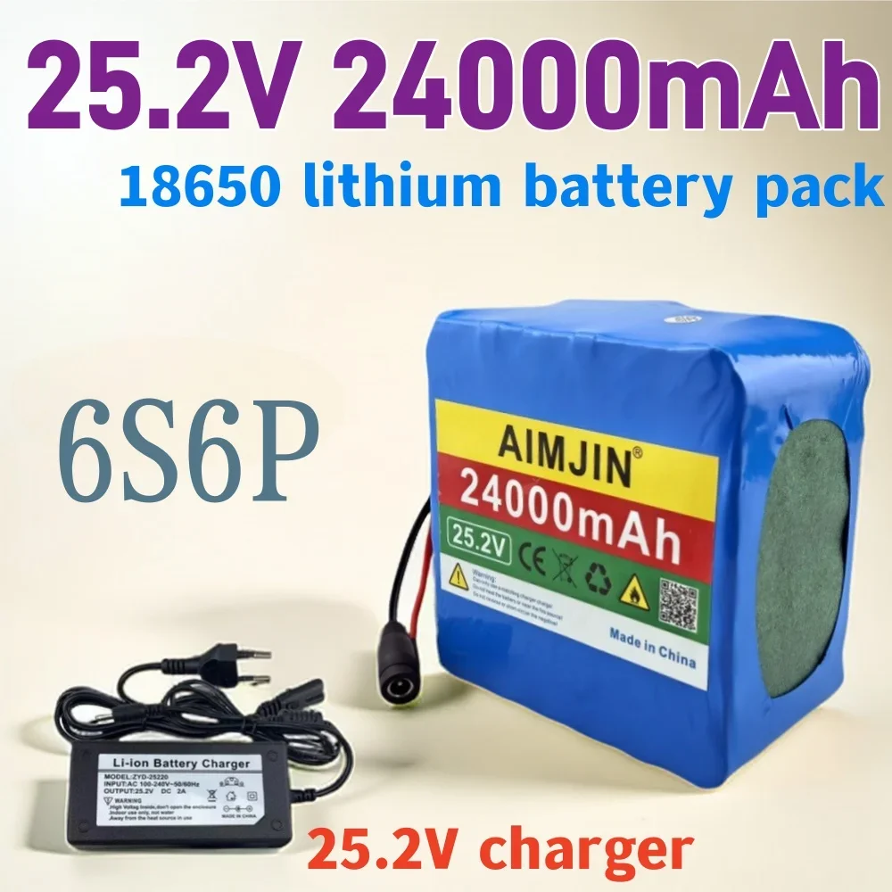 6S6P 25.2V 24000mAh  Large-Capacity Lithium Battery Pack ,For  E-Bike Scooter+Charger