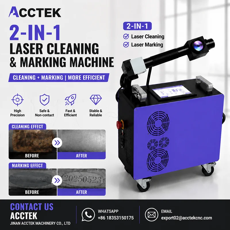 Portable 2 in 1 Pulse Laser Cleaner Fiber Laser Marking Machine 100w Fiber Laser Rust Removal Cleaning Engrave System for Metal