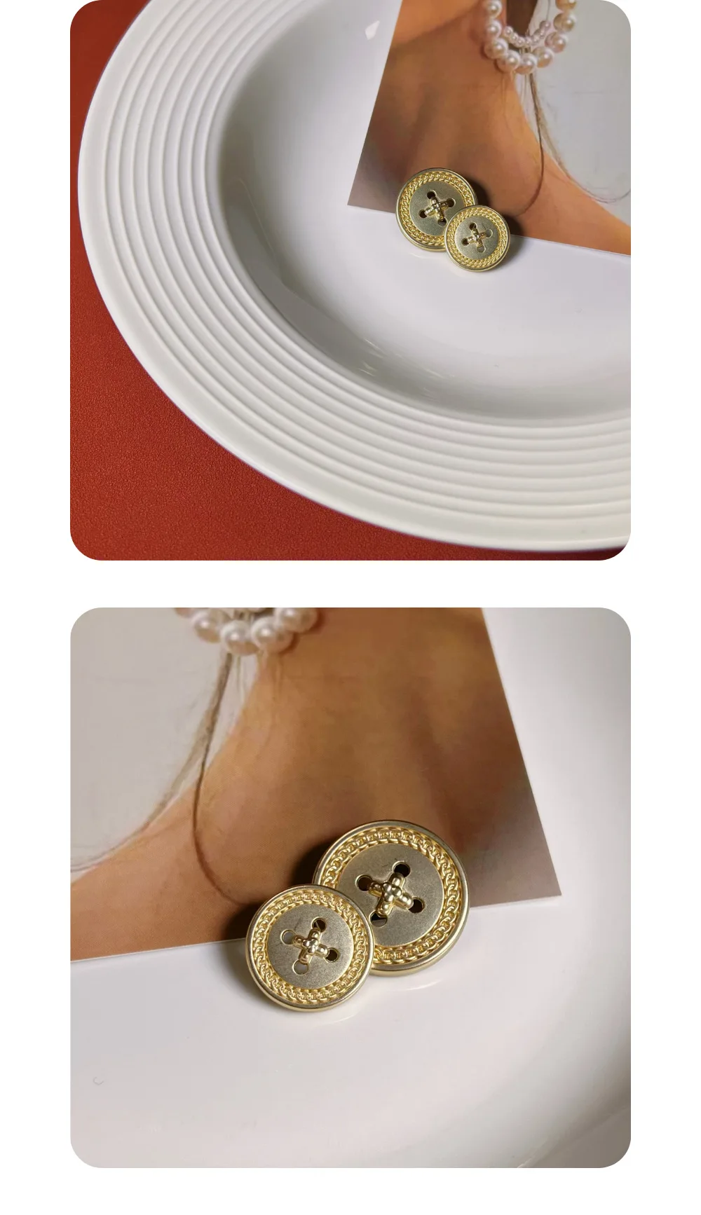 10 Stück goldene Metallknöpfe für Kleidung, Hosen, Tasche, DIY, Handwerk, hochwertige dekorative, ausgehöhlte runde Knöpfe, Zubehör – Detail 3