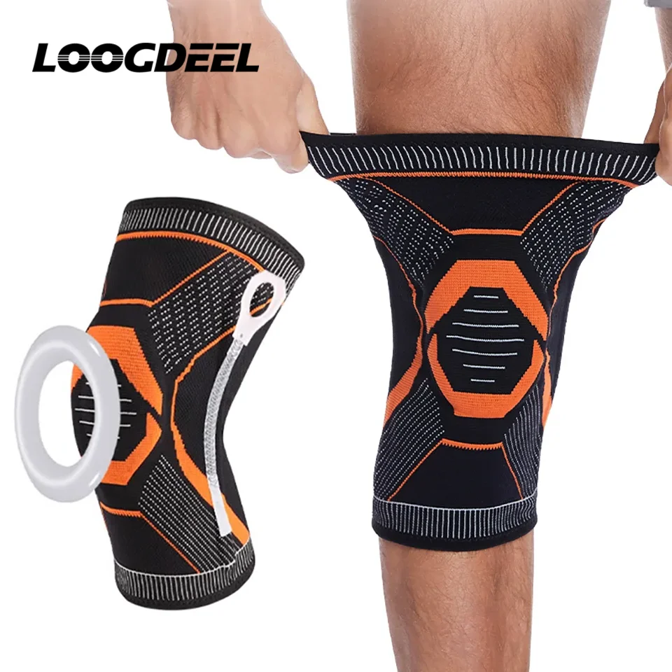 LOOGDEEL 1PCS Silicone Spring Kneepads Non-Slip Knee Support Silicone Ring Sport Knee Pad Jump Rope Riding Mountaineering Unisex