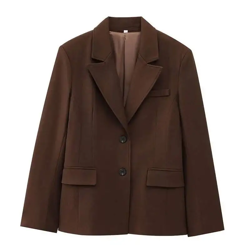

New Women Fashion Blazer Elegant Turn Down Collar Long Sleeves Suit Jacket Single Breasted Office Ladies Blazers Coats