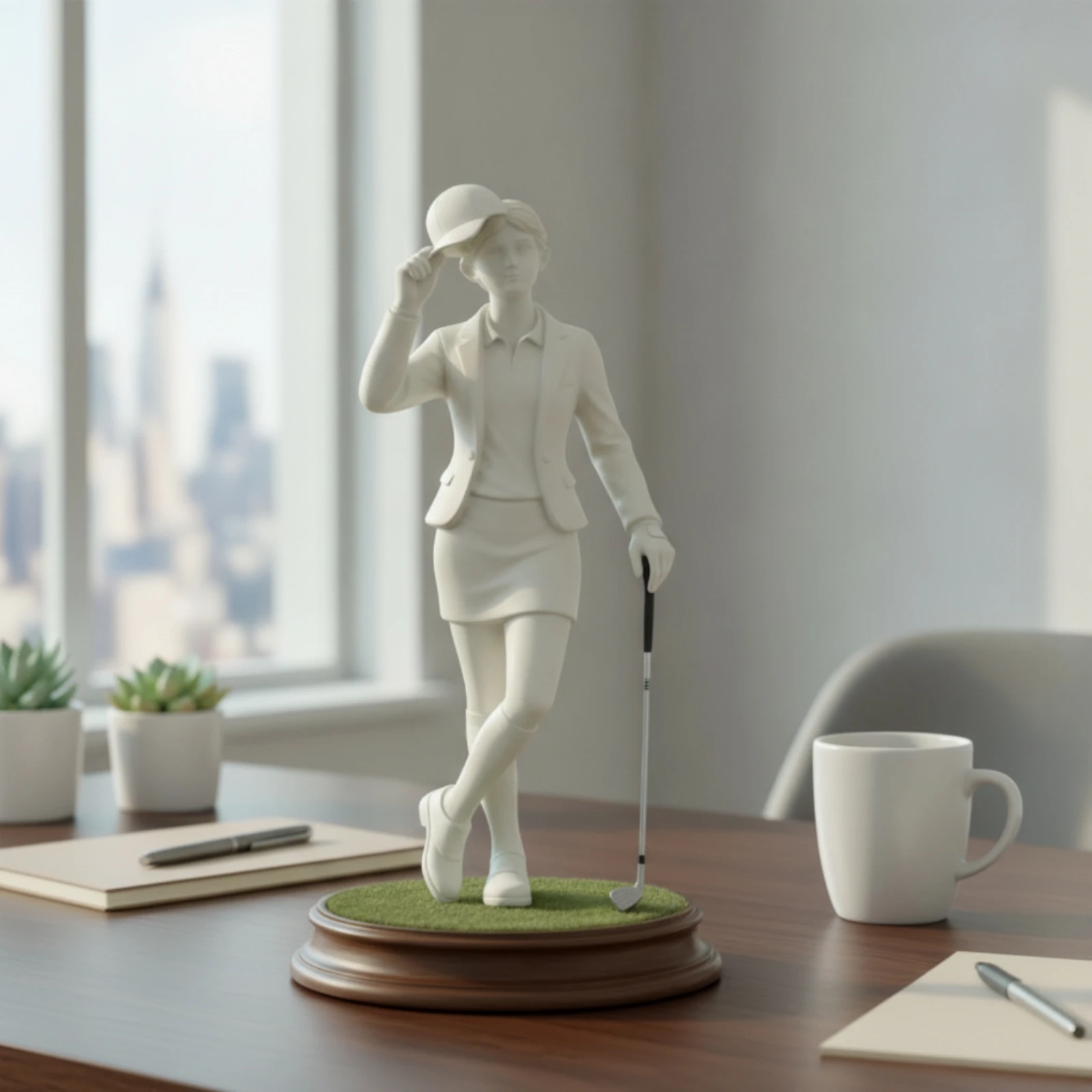 Golfer Statue with Base Tabletop Golfer Statue Golf Figurine Refined Decorative Piece Premium for Golfers, Office, Bookshelf
