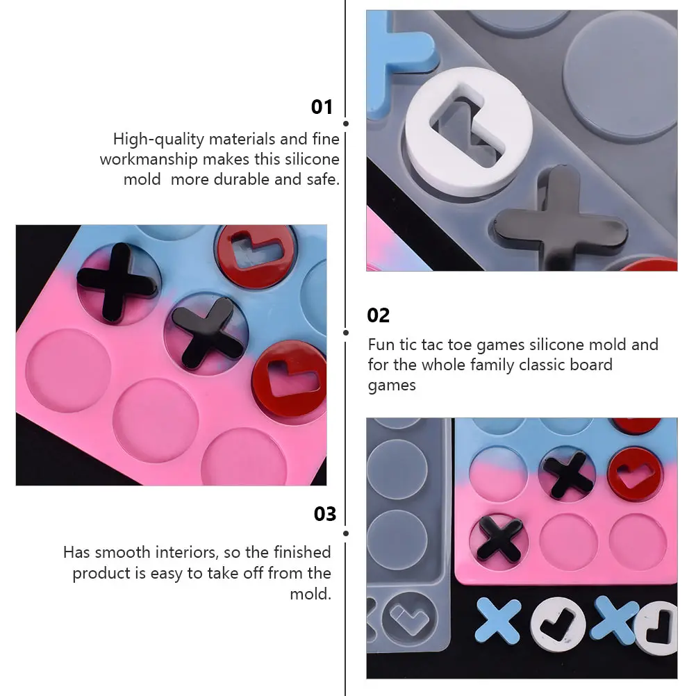 

Tictactoe Mold Board Game DIY Manual Silicone Charm Table Silica Gel Chess Epoxy