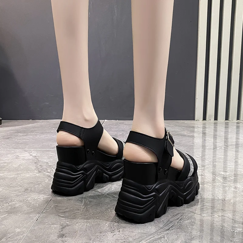 New Chunky Platform Sandals Women High Heels Sexy Open-toed Sandals Wedge Bling Sneakers 10CM Ladies Beach Summer Sandalias