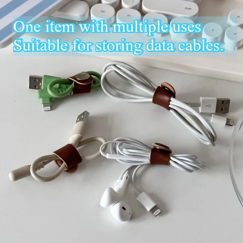 10pcs new leather cable straps cord organizer - adjustable cable tie wraps cord management holder for usb cables headphone wires