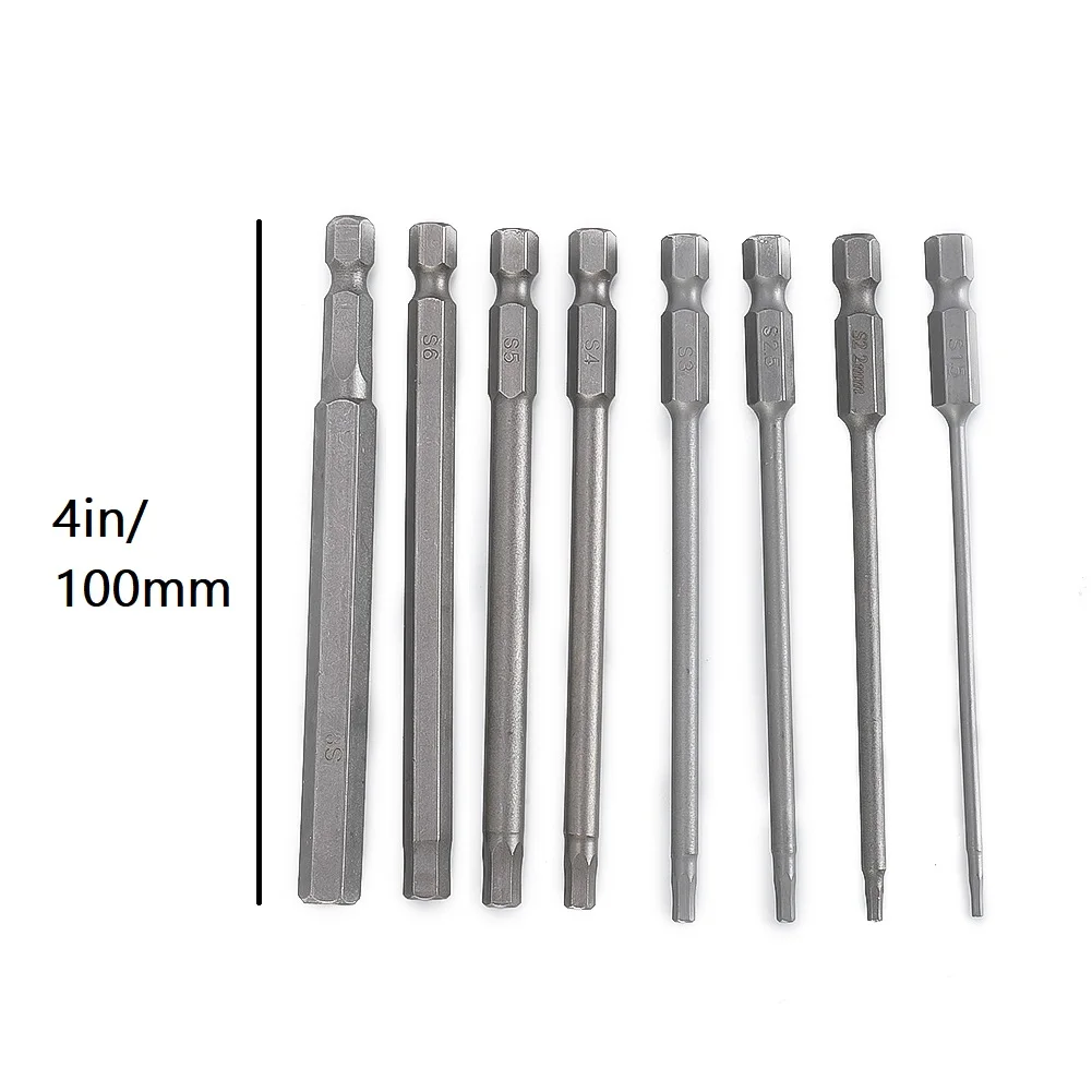 8 PC 1 4 HEX Shank เจาะชุด Bit ประแจไขควงซ็อกเก็ตบิต 100 มม.เมตริกไฟฟ้าไขควงแม่เหล็กซ็อกเก็ตบิต