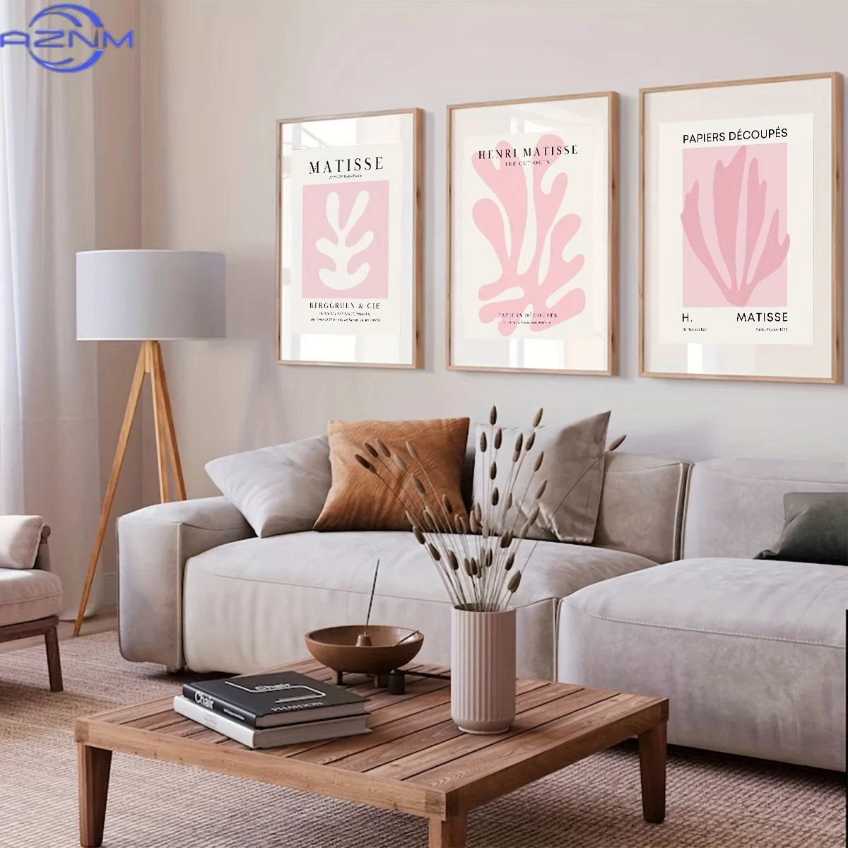 3pcs/set Unframed Canvas Poster, Modern Art, Pink Abstract Mattis Henley Prints, Ideal Gift For Bedroom Living Room Corridor, Wa