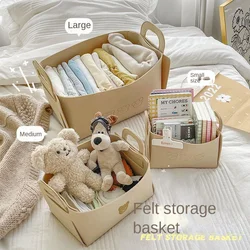 Large Capacity Thickened Felt Handheld Basket Bear Pattern Toy Trinket Storage Home Outdoor Handheld