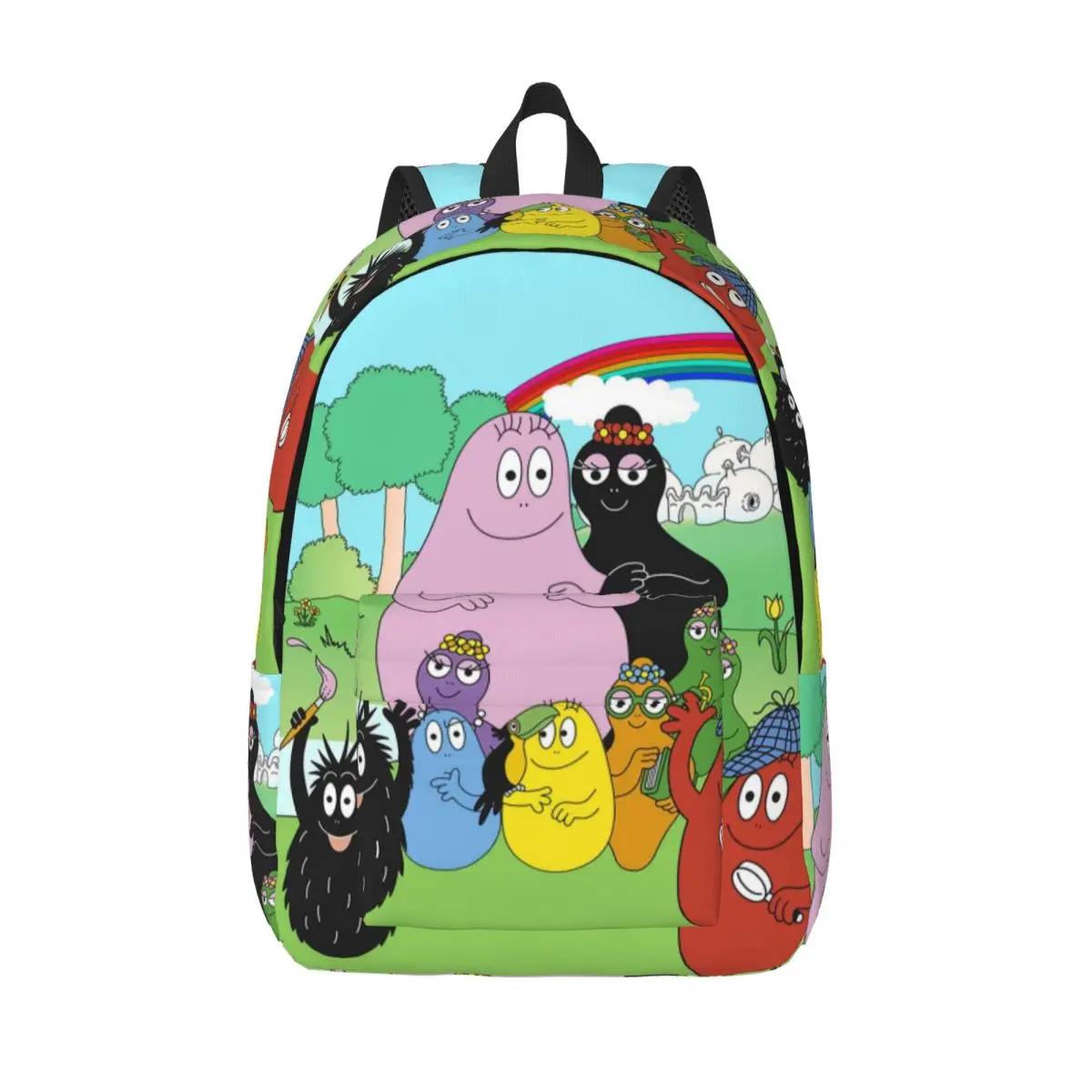 

Kawaii Barbapapa мультяшный рюкзак для мужчин и женщин, повседневный школьный рюкзак для работы, сумка через плечо для колледжа, спортивная