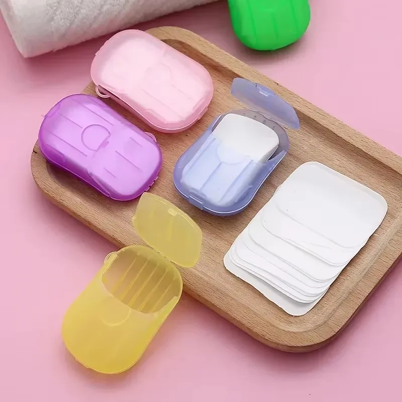 1-11pcs Travel Camping Hiking Disposable Boxed Soap Flakes Portable Soap Paper Hand Washing Cleaning Soap Tablets