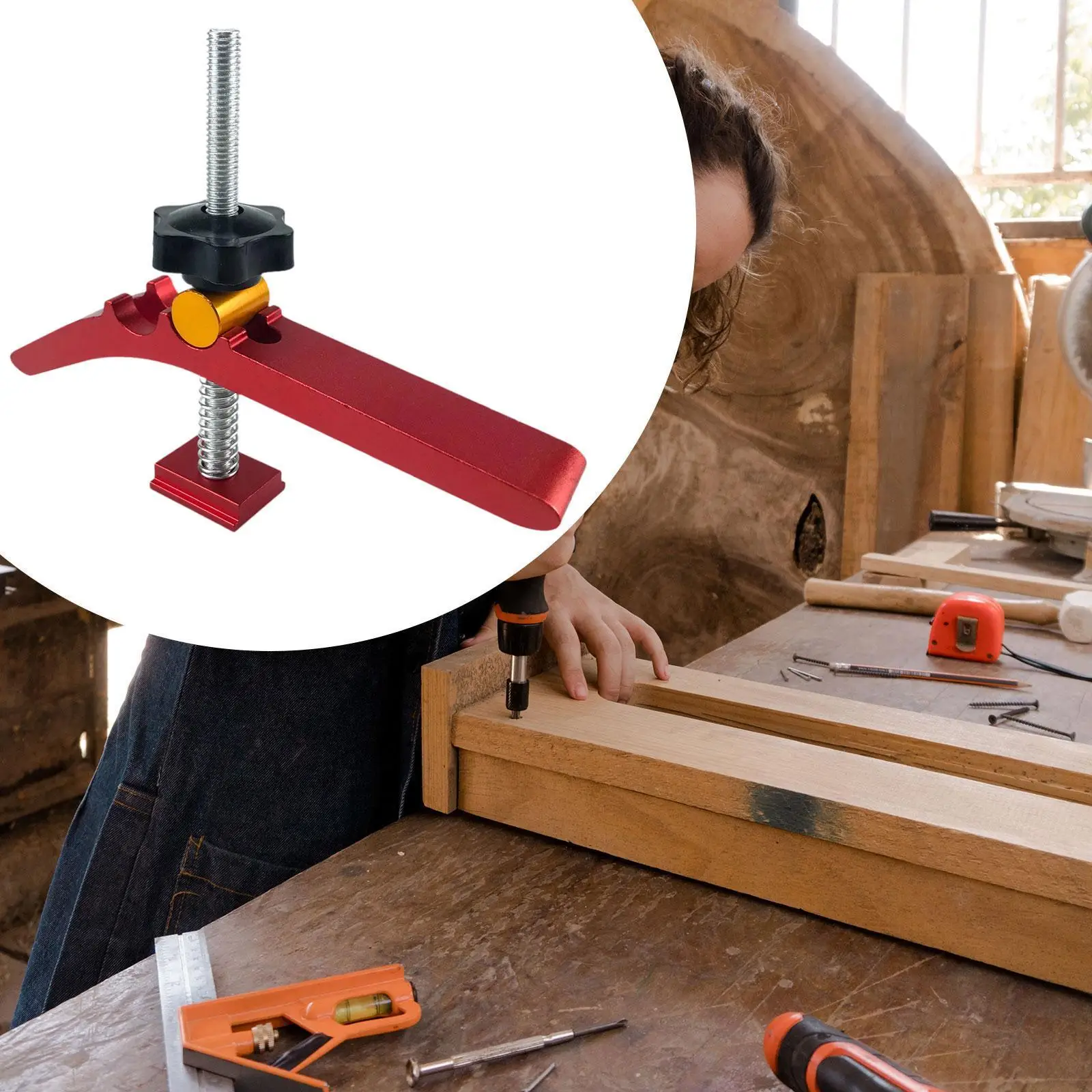 Mini Hold Down Clamp Quick Acting Clamp Adjustment for Woodworking DIY with T Rail Track Slot Bolt Woodworking T Tracks Clamp