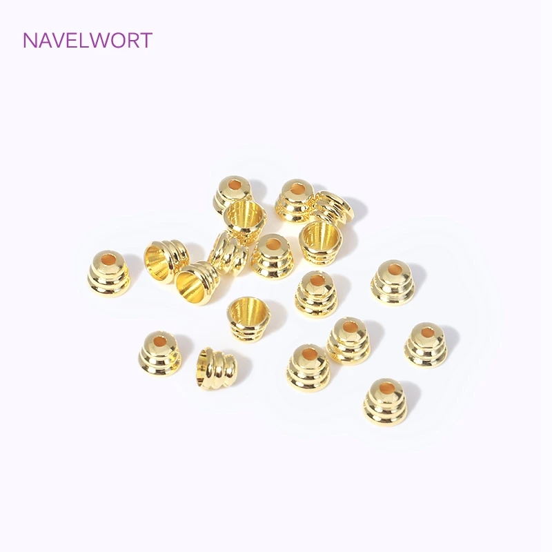 18K Gold Plated Brass Small Bead Caps Cone Tassel Cap For Jewelry Making DIY Bracelets Necklace Beading Accessories Wholesale