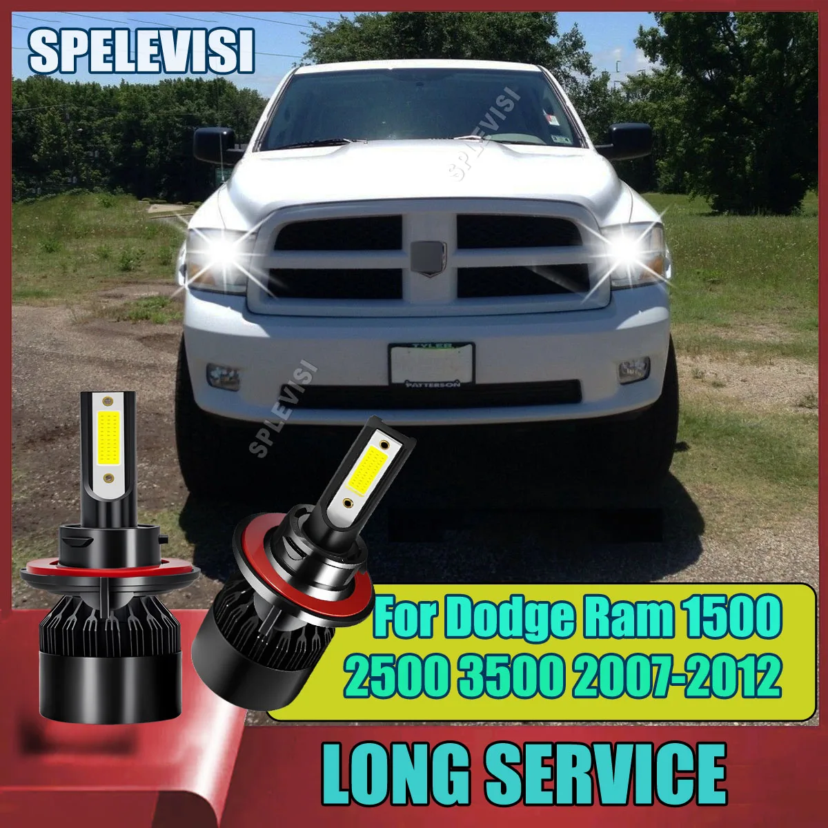 

6000LM High Bright Car Bulb H13 9008 LED Headlight 6000K COB Chip For Dodge Ram 1500 2500 3500 2007-2012 2008 2009 2010 2011