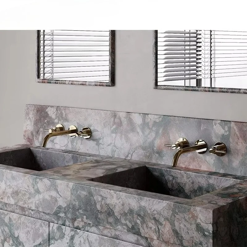 Portuguese pink marble vanity for subtle design villa hotel apartment bathroom interior decoration