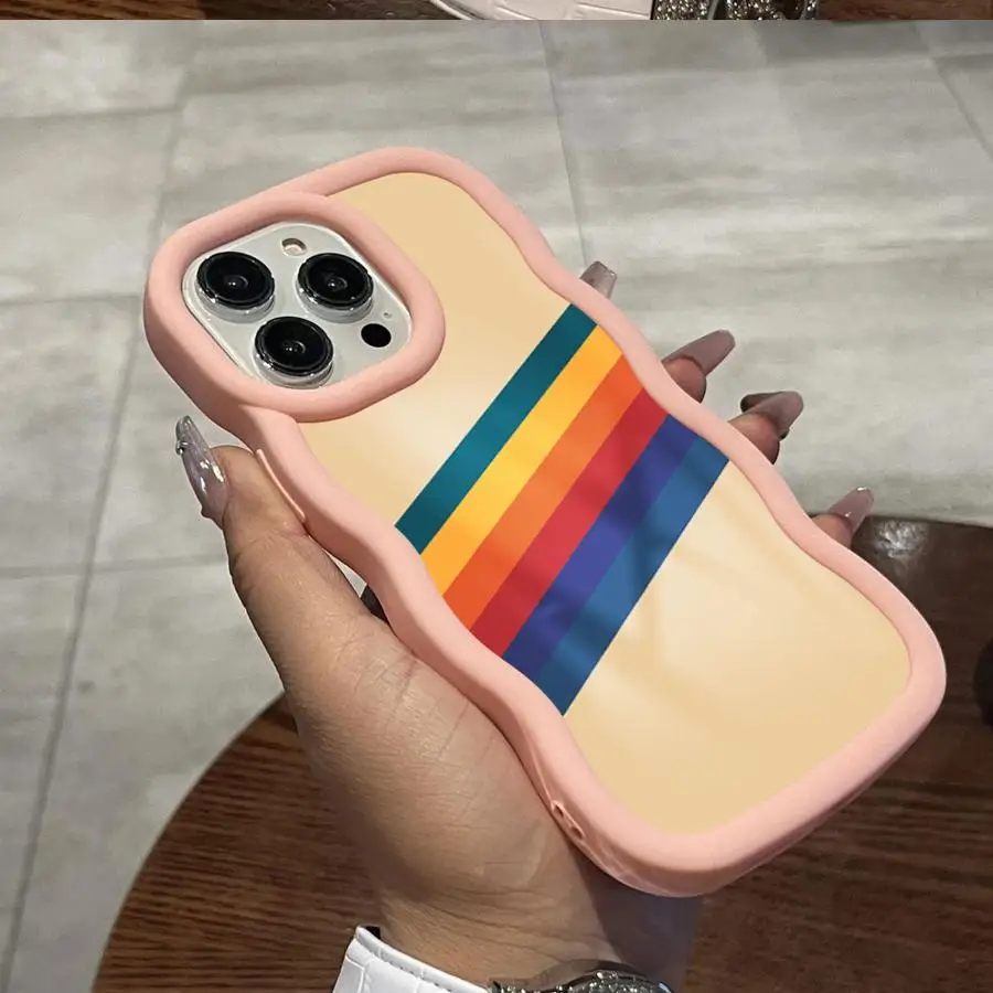Custodia per iPhone 14 7 8 X 15 Plus XR 16 Pro Max 13 11 12 Cover morbida per telefono Strisce retrò