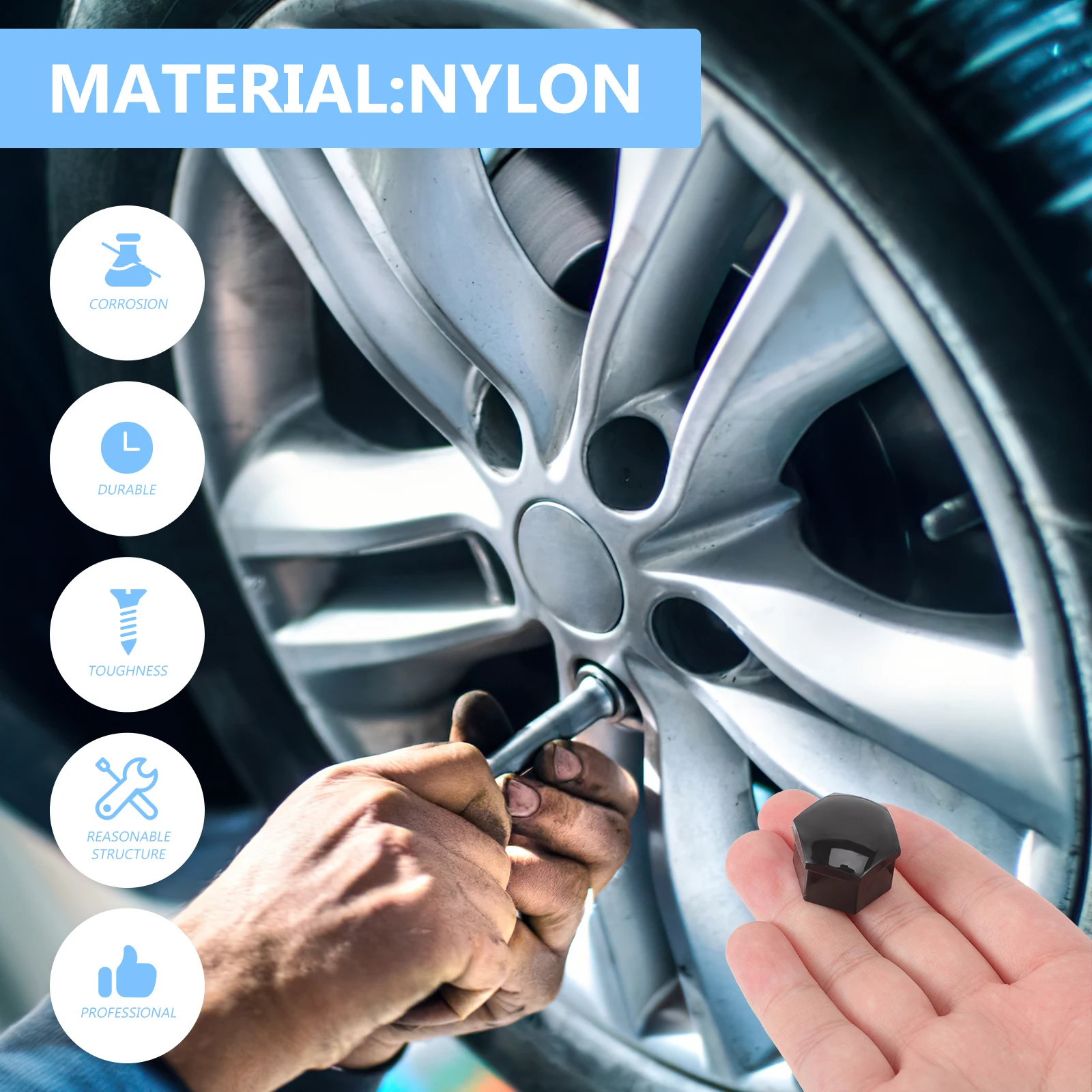 

20 Pcs Tire Nut Wheel Fitment Lug Covers Bolt Caps for Trucks Removal