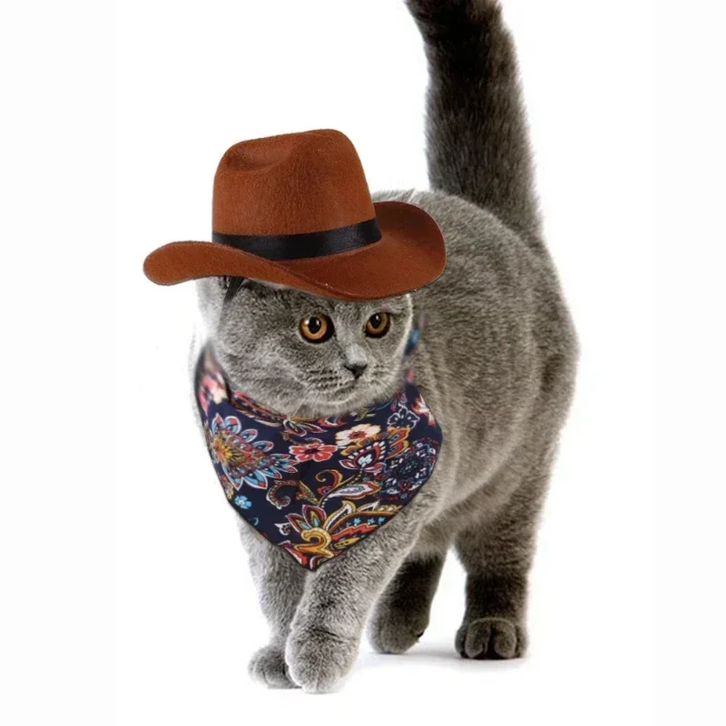 Pet Cowboy Hat Clothing Dog Cat Cowboy Hats Puppy Adjustable Cap Suitable For Small Dogs And Cats Birthday Party Photo Shoots