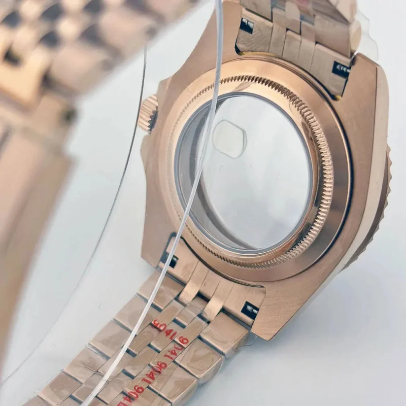 40mm watch case stainless steel sapphire glass transparent back cover rose gold dual turn GMT bezel Fit for NH34 35 36 movement