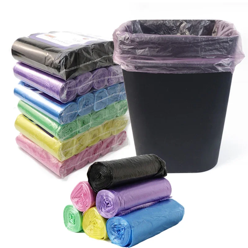 5rolls/pack Multiple Colors Portable Plain Garbage Trash Bag Can Liners for Bathroom Restroom Bedroom Office Toilet