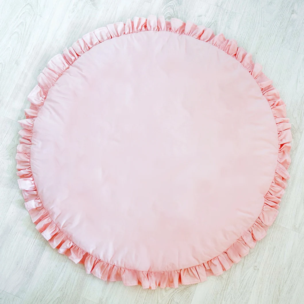 

Round Nursery Rug With Frills Newborn Photo Prop Play Tents Decoration Baby Padded Crawling Mat
