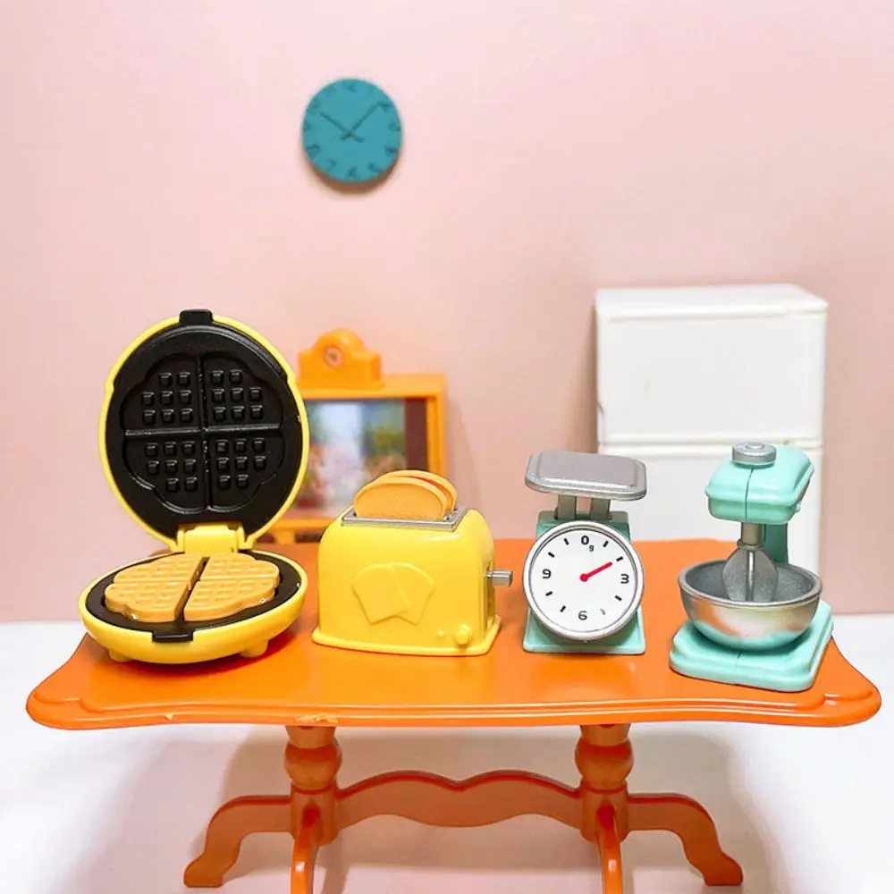 DIY Dollhouse Bear Biscuits 1/12 Miniature Furniture Toaster Oven Mixer Electronic Scale Model Set Kitchen Toys For Girl Gift