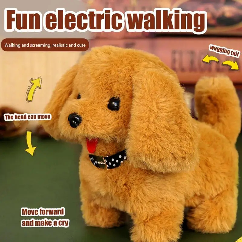 Figuras de juguete para mascotas electrónicas para niños, perro que camina, gato, perro ladrido, compañero, mascotas eléctricas, funciona con batería, cola, Wagging