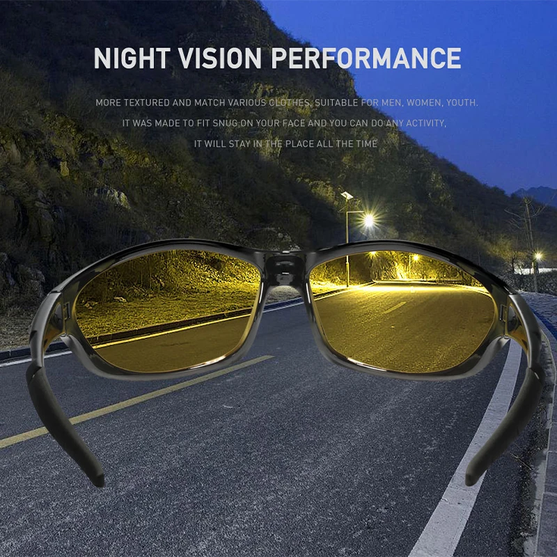 KDEAM Night Vision Sports Glasses Men Polarized Anti-Glare Lens TR90 Frame Fashion Colorful Goggles Driving Sunglasses for Car